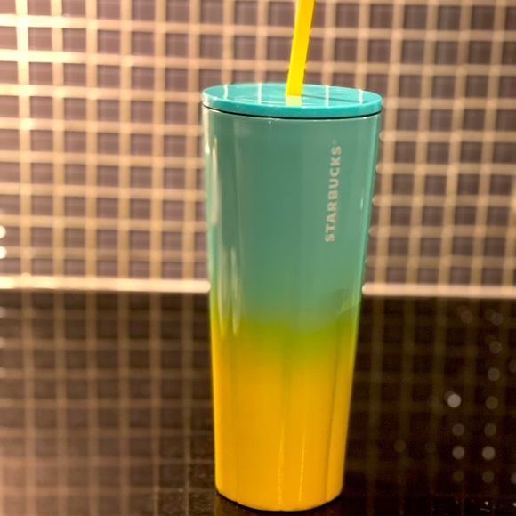 Starbucks Accessories - NWT💙💛Starbucks Summer 2021 Blue & Yellow Puffy Stainless S. Venti Tumbler & 🎁